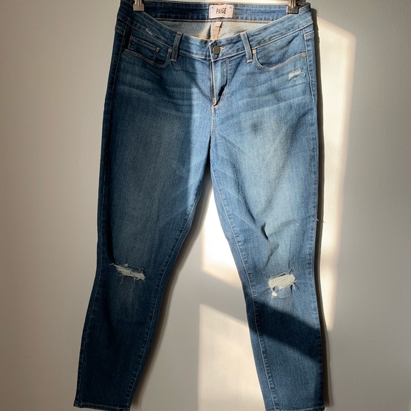 Paige Denim Verdugo Crop Orleans Dest Jeans Sz 32 - Picture 4 of 8